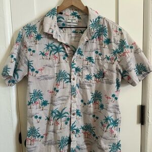 Billabong Men's Palm and Flamingo Print Shirt - White and Green